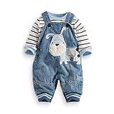 LvYinLi Cute Baby Boys Clothes Toddler Boys' Romper Jumpsuit Overalls Stripe Rompers Sets (3-9 months, Blue)