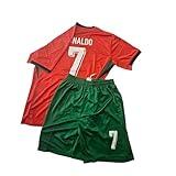 NEW 2024 Youth Soccer Fan Jersey Portugal No 7 Sports Jersey Shirt Free Shorts (US, Age, 6 Years, 7 Years, Red)