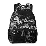 Ganiokar Hip-Hop Graffiti Print Teens Backpack for Boys & Girls, Perfect Size for Student & Travel Backpacks,Black