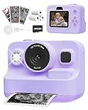 Anchioo Instant Camera Toys for Age 3-12 Girls Boys Christmas Birthday Party Gift Ideas - 2.4 inch IPS Screen Kids Digital Camera with 1080P Video Recorder 32GB SD Card with 3 Paper Rolls Purple