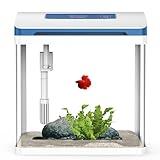 Vimvins Betta Fish Tank 2 Gallon Glass Aquarium Starter Kit, Self-Cleaning Small Fish Tank with Adjustable 7-Color Light.