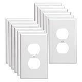 【UL Listed】Outlet Covers Wall Plates -Duplex Outlet Covers, 1-Gang Standard Size Wall Plate for Outlets, Duplex Receptacle Wall Plate,Unbreakable Polycarbonate Thermoplastic (12-Pack,White)