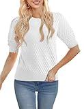 Othyroce Womens Fashion Spring Summer Tops 2024 Trendy Short Sleeve Sweaters Crew Neck Knit Clothes Dressy Blouse Shirts White Lightweight Womens Toos Medium