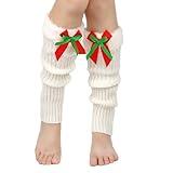 plus size clearance Christmas Leg Warmers for Women Fleece Lined Bow Knitted Tight Socks Plush Leg Warmer Socks Festive Xmas Stocking 2024 new coupon White