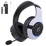 Gtheos Wireless Gaming Headset for ps5, ps4, Elden Ring, PC, Mac, Switch, Bluetooth 5.3 Gaming Headphones with Noise Canceling Microphone, 45H Battery, RGB Light, White