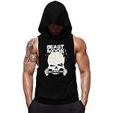 SZKANI Mens Skull Print Sleeveless Fitness Vest Bodybuilding Stringers Workout Tank Tops (Medium, Black(Single Dumbbell))