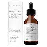 Asterwood Triple Repair Matrixyl 3000 + Argireline + Hyaluronic Acid + Vitamin C Serum for Face - Anti-Aging, Collagen Boosting, Hydrating - Fragrance-Free - 1 Fl Oz