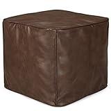 ROTOT Ottoman Pouf Square Shape, Foot Rest Faux PU Leather, Unstuffed Bean Bag Shell for Storage Solution, Hassock Pouffe Decoration for Living Room Balcony Office Outdoor (Chest Nut)