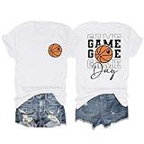 Migxsaf Basketball Mom Shirts for Women Game Day Shirt Funny Print Tshirts Vintage Graphic Tees Casual Summer Tops Lover Gift(White,M)