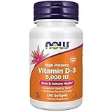 NOW Foods Supplements, Vitamin D-3 5,000 IU, High Potency, Structural Support*, 240 Softgels