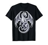 Vintage Mythical Fantasy Creature Dragon Art Silver Dragon T-Shirt