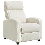 Yaheetech Corduroy Recliner Chair Single Sofa Home Theater Seating Adjustable Modern Reclining Chair for Living Room Bedroom Home Theater Beige