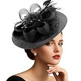 DRESHOW Fascinators Hat Flower Mesh Feathers Hat with a Headband and a Clip 7.9" Tea Party Headwear for Women