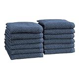 Great Bay Home Navy Washcloth- 100% Cotton 12-Pack 13x13 Wash Cloth - Absorbent, Quick-Drying, Durable Face Towels for Bathroom Decor - Low-Twist, Two-Ply Fibers (Stone Blue)