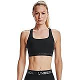 Under Armour Womens Crossback Mid Impact Sports Bra , Black (001)/Jet Gray , Large