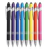 8 Pack Ballpoint Pen 2-in-1 Stylus Retractable Ballpoint Pen with Stylus tip, Metal Stylus Pen for Touch Screens, 1.0 mm Black Ink