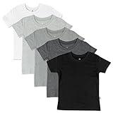 HonestBaby Unisex Baby Organic Cotton Short Sleeve T-shirt Multi-packs Infant-and-toddler-shirts, 5-pack Gray Ombre, 6-9 Months US