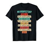 Funny Video Gaming Shirt Teens Boys Men My Perfect Day Gamer T-Shirt