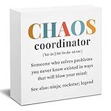 Chaos Coordinator Gifts Office Decor Wooden Box Sign, Administrative Professional Day Gifts Thank You Gifts for Boss Coworker Teacher Nurse Decorative Office Desk Accessories Table Shelf Plaque Sign