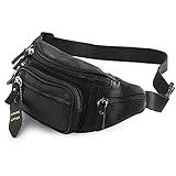 Fanny Pack Waist Bag Multifunction Genuine Leather Hip Bum Bag Travel Pouch for Men and Women- Multiple Pockets & Sturdy Zippers Ideal for Hiking Running And Cycling