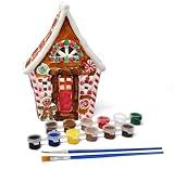 Ceramic Christmas Gingerbread House Paint Craft Kit Unpainted Ceramics Plaster Keepsake & Tea Candle Holder for Kids Classroom Art Project Xmas Favor Holiday Party Decoration Paint & Brushes Included