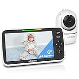 HelloBaby 6'' World First IPS 30H Battery Split-Screen Video Baby Monitor with Camera and Audio, No WiFi, Pan-Tilt-Zoom, VOX, 2-Way Talk, Night Vision, 8 Lullabies, 1000ft, for New Parents/Elderly