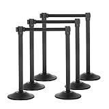 US Weight Sentry Plus Stanchion with Extended 11-Foot Retractable Black Belt (Pack of 6)