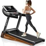 UMAY Fitness Home Auto Folding 3 Level Incline Treadmill with Pulse Sensors, 3.0 HP Quiet Brushless, 8.7 MPH, 300 lbs Capacity, Black