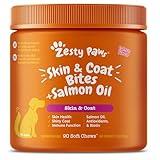 Zesty Paws Salmon Oil for Dogs Skin and Coat, Omega 3 Fish Oil Chews, Dog Allergy Relief Chews, Itch Relief Supplement, 90 Count, Salmon Flavor