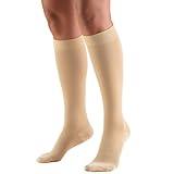 Truform 20-30 mmHg Compression Stockings for Men and Women, Knee High Length, Closed Toe, Beige, Large, 1 Pair