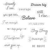 One Grace Believe Collection - Inspirational and Motivational Words Small Temporary Tattoos - Realistic Long Lasting Waterproof Black Mini Tattoos for Women and Men