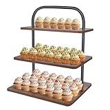 OugeWood Cupcake Stand, 3 Tier Large Cupcake Stand for 50 Cupcakes Rustic Cupcake Display Stand Square Wood Dessert Table Display Set Cupcake Tower Tiered Tray Stand for Wedding Birthday Graduation