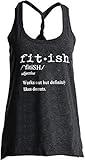 IRISGOD Womens Workout Tank Tops Summer Graphic Twisted Back Gym Sleeveless Tshirt Tops Dark Gray