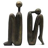 Lukitas Thinker Decorative Bookends, Book Stopper Holder Nonskid, Book Ends for Shelves Living Room Office Home Decor, Resin, 1Pair/2Piece 9''