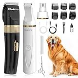 HEAPETS Dog Hair Clippers for Grooming Kit and Dog Paw Trimmer Nail Grinder for Grooming, Low Noise Rechargeable Cordless, Shaver Grooming Supplies for Pet Cats Dogs (Black, White)