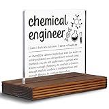 Funny Chemical Engineer Clear Desk Decorative Sign, Work Anniversary Appreciation Gift for Engineers Recognition Retirement Goodbye Farewell Gift Thank You Plaques for Women Men EDC12