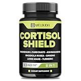 WELBUDA 8in1 Cortisol Shield - Ashwagandha and Magnesium L-threonate, Rhodiola Rosea, Lions Mane, Gingsen, and 3 More - Relaxation & Restful Night Support & Mood Balance - 60 Count