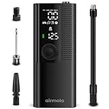 Airmoto Tire Inflator Portable Air Compressor - Air Pump for Car Tires with Tire Pressure Gauge - One Click Smart Pump Tire Inflator for Car, Motorcycle, Bicycle and More