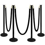 4 Pack Stanchion Post with Velvet Ropes (Weighted Base), Crowd Control Barriers, Red Carpet Runner Poles, Queue Poles for Party, Movie Theater