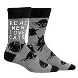REAL MAN LOVE CATS BEST CAT DAD Socks for Dad Men- Cool Funny Novelty Fathers Day Birthday Valentines Unique Gifts for Him Cat Lovers Papa Daddy- Fun Silly Crazy Socks Christmas Stocking Stuffers