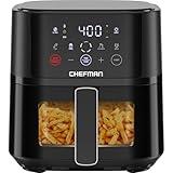 Chefman Air Fryer – 4 QT Compact Airfryer for Quick & Easy Meals, Features Hi-Fry Technology for Extra Crisp, Easy-View Window, Touch Controls with 4 Presets, Nonstick & Dishwasher Safe Basket - Black