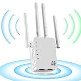 WiFi Extender Signal Booster,WiFi Extender,WiFi Booster with 1200Mbps Dual Band(Up to 10000sq.ft for 55+ Devices),WiFi Repeater with 4 Antennas 360° Full Coverage,1-Tap Setup & Ethernet Port