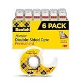 Scotch Double Sided Tape with Tape Dispenser, Office and School Supplies for Arts and Crafts, Alternative to Scrapbooking Tape, 0.5 in. x 500 in., 6 Tape Rolls With One Tape Dispenser