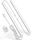 Vovamo Plug-in Under Cabinet Lighting, Dimmable Counter Lights for Kitchen, 2pcs 12 Inch, Cold White 6000K Linkable USB Led Closet Light, Wired Indoor Night Lights Bar for Desk, Sink,Workbench