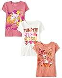 The Children's Place,Girls,All Holidays Short Sleeve Graphic T-Shirts,Multipacks,Doodle/Pumpkin Spice/Unicorn 3-Pack,X-Large