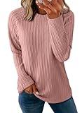 Dokotoo Womens Plus Size Tops Fall Outfits Fashion 2025 Trendy Long Sleeve Shirts Women Blouses Dressy Business Casual Tunic Loose Fit Tshirts Plain Teacher Comfort Western Clothes Flowy Tops Pink