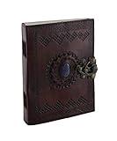 Embossed Leather Blue Stone 120 Page Unlined Journal with Clasp (Brown)