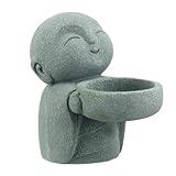 Landical Buddha Sandstone Statues, Zen Monk Buddha Statue Praying Sculptures Ornament for Wealth Good Luck Feng Shui Decor Home Office Car Decoration (Jizo Monk)