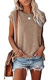 MIROL Women's Short Sleeve Tunic Tops 2025 Basic Loose T Shirts Solid Color Batwing Cap Sleeve Casual Tee Khaki