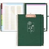 EYROZILL Clipboard with Storage, Clipboards for Letter Size, Clip Board with 5 Folders and 10 Pockets, Spiral Cute Clipboard for Office School Nursing, 8.5'' x 11'' (Linen Green, Letter Size)